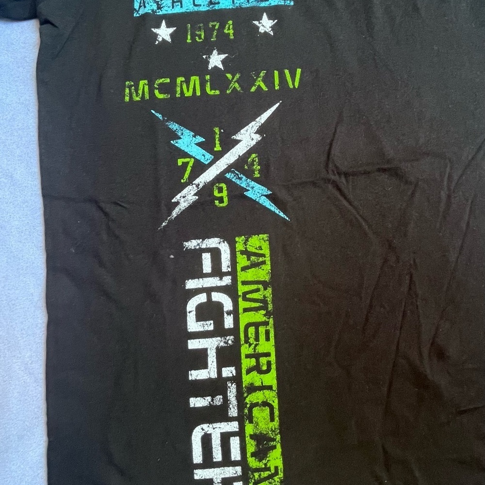 American Fighter Black and Gray Tee with Green Accents - Picture 2 of 8